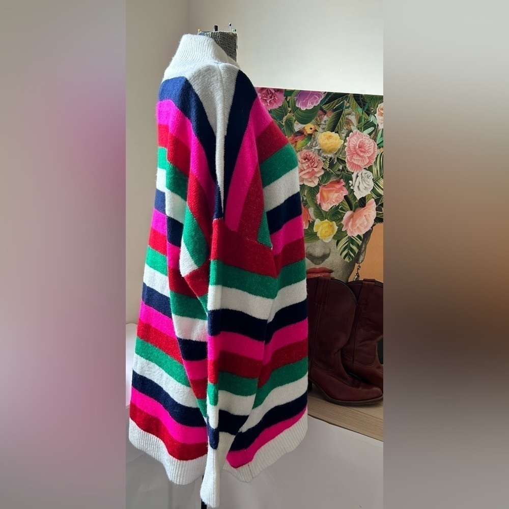NWT CROWN & IVY BOLD STRIPED MOCK NECK SWEATER Sz.XXL SOFT, PULLOVER,FALL/WINTER - Picture 2 of 8